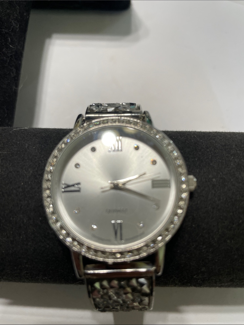 Elegant Silver Women’s Crystal Accent Watch.  Needs Battery.
